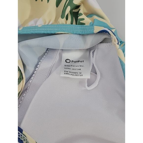 Patpat Womens Swimsuit Medium One Piece Ruffle One Shoulder Yellow Blue NEW - Picture 4 of 5